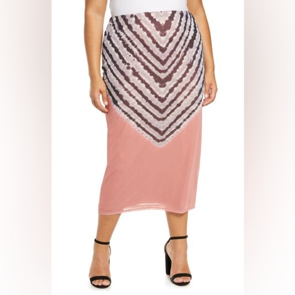 AFRM Pink and Black Midi Skirt